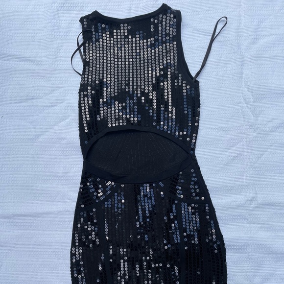 BEBE Sequin Black Dress. Fits 2,4. - Picture 4 of 4